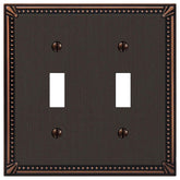 Amerelle Imperial 74TTDB Wallplate, 4-13/16 in L, 4-13/16 in W, 2 -Gang, Metal, Aged Bronze